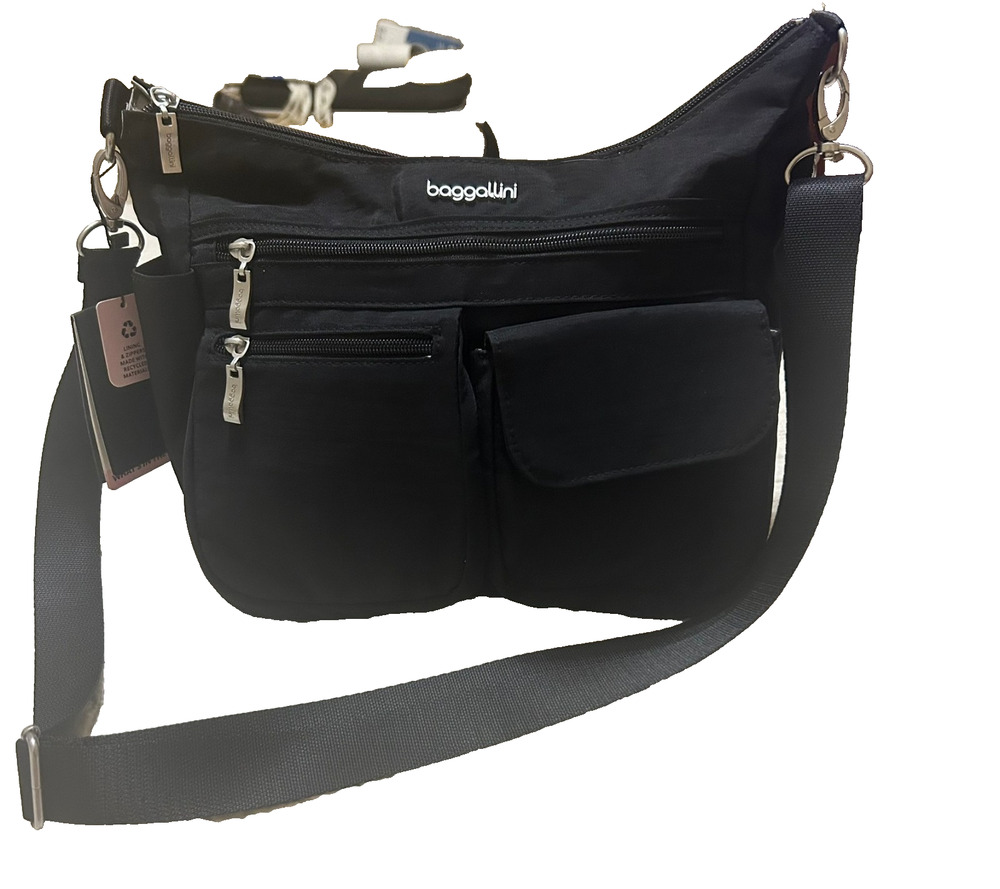 Baggallini Modern Everywhere Bag Messenger Black Crossbody Travel W/ Coin Purse